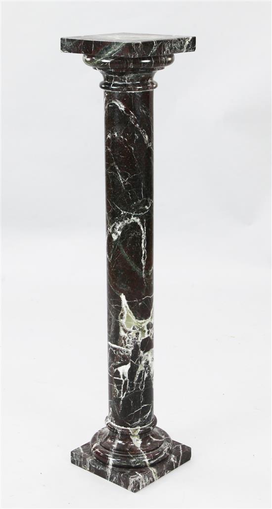 A late Victorian variegated marble column, H.3ft 4in. Diam. 8in.
